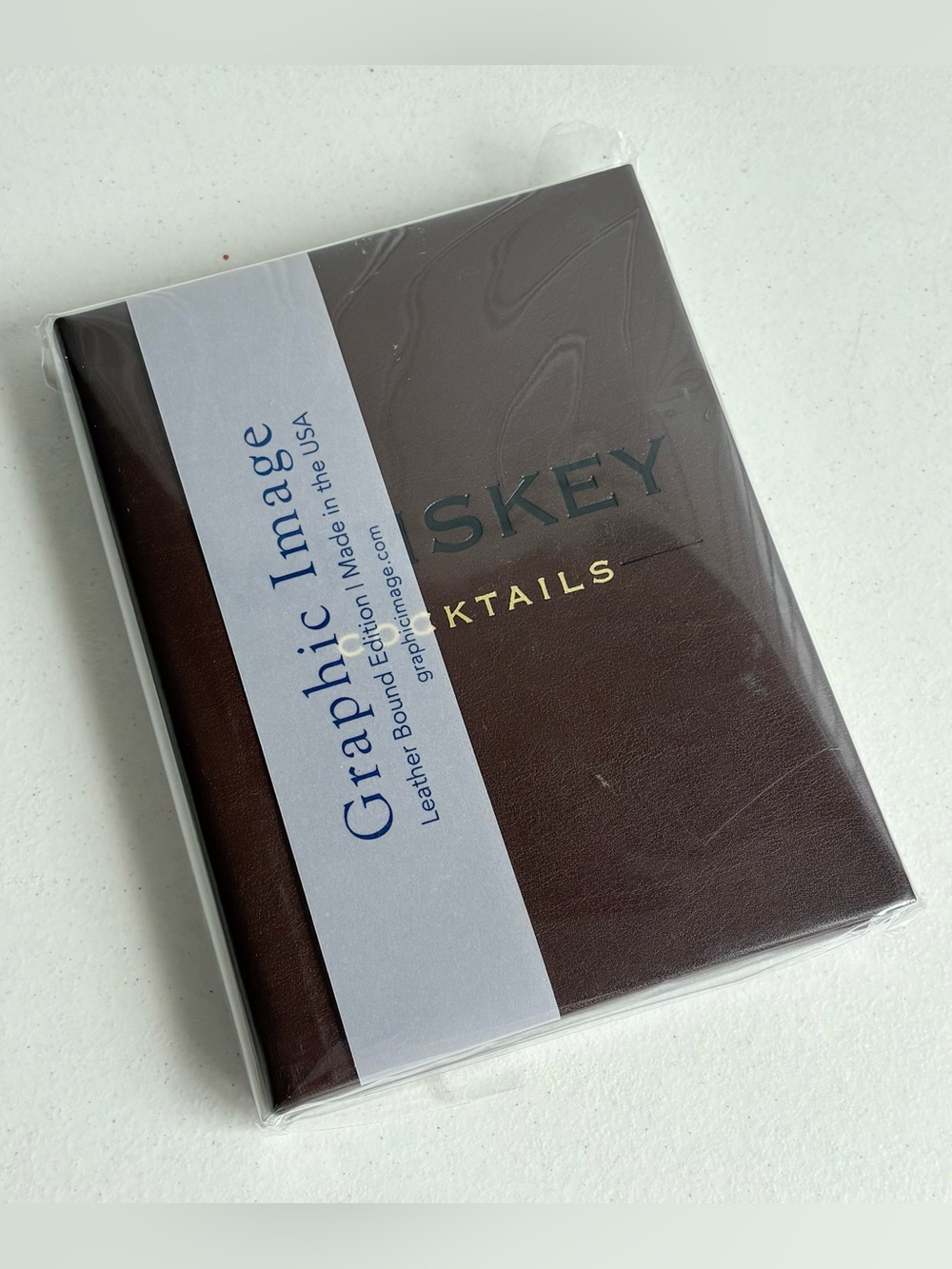Pottery Barn Graphic Image WHISKEY COCKTAILS Leather Bound Book New Sealed Gift
